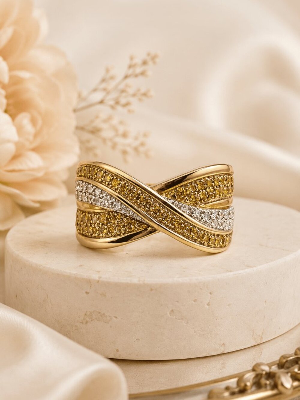 Elegant Diamond Silver Ring